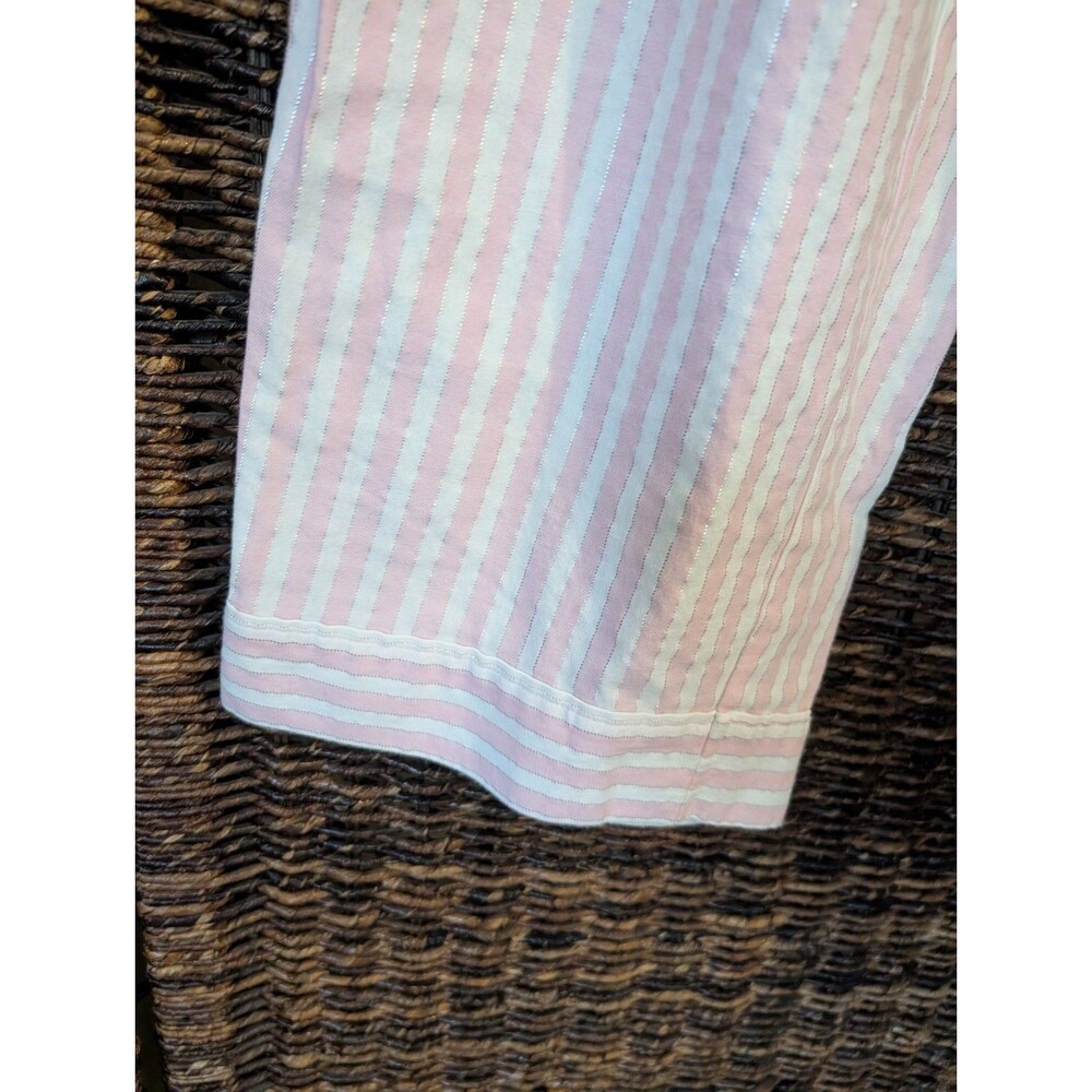 Victoria's Secret Signature Stripe Pajamas Set 2 Piece XL Pink Silver Metallic - Picture 4 of 12